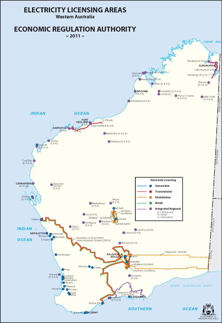 Electricty Licensing Western Australia Map