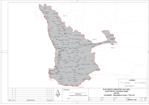 Map of BlueWaters Power 1 Pty Ltd Retail licensed area