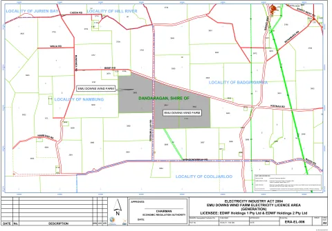 Map of Emu Downs Wind Farm Joint Venture licensed area