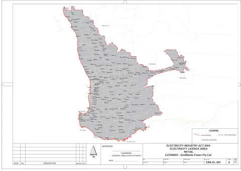 Map of Goldfields Power Pty Ltd licensed area