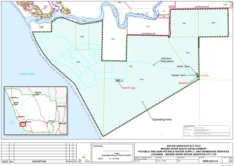 Map of Moore River Water Services licensed area