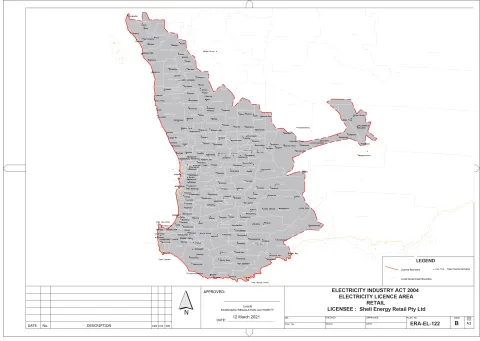 Map of Shell Energy Retail Pty Ltd licensed area